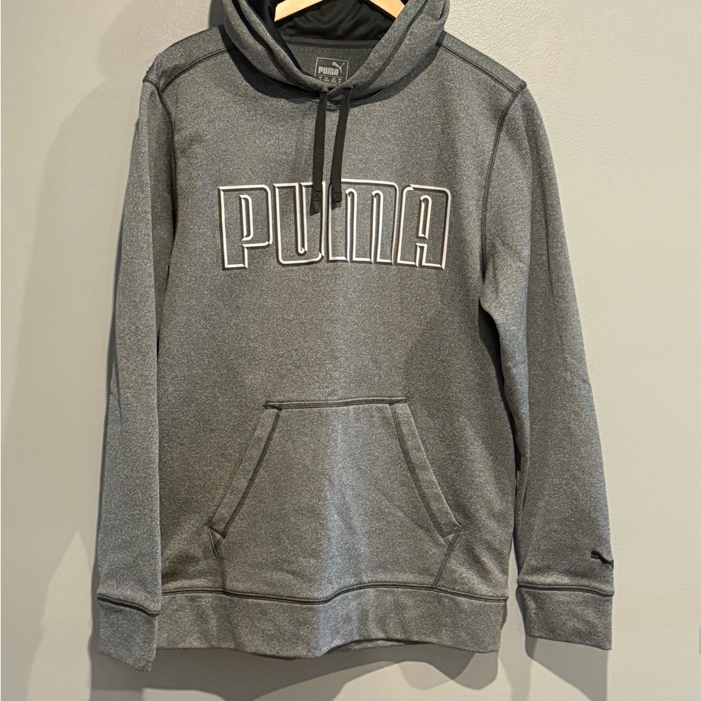 *GENTLY WORN* Unisex Size M Puma Gray Warm Cell Logo Pullover Hoodie